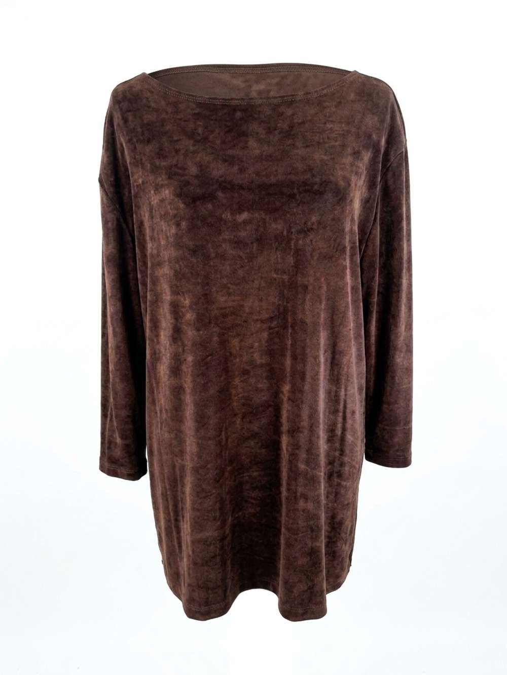 Soft Velvet Boatneck Blouse in Brown